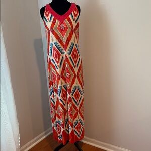 Chico's Red and Blue Patterned Maxi Dress